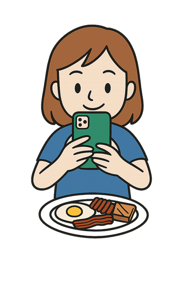 Person tracking meal with phone camera